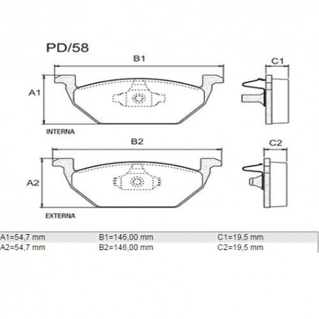 PASTILLAS DE FRENO AUDI A3 TT SEAT LEON TOLEDO VOLKSWAGEN BORA FOX GOLF NEW BEETLE SAVEIRO SURAN UP VIRTUS - DELANTERA