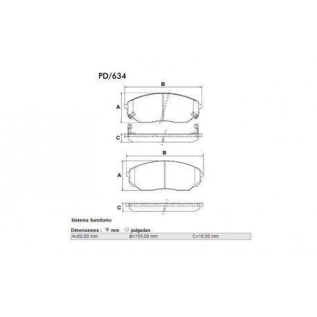 PASTILLAS DE FRENO HYUNDAI H100 VERACRUZ KIA SORENTO 02/09 - DELANTERA