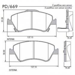 PASTILLAS DE FRENO TOYOTA AURIS COROLLA GLI 1.8 16V- LE- SEG XEI XLI 1.8 16V 06/ - DELANTERA