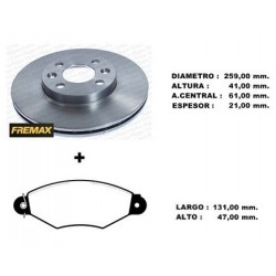 KIT DISCOS DE FRENO Y PASTILLAS RENAULT KANGOO (BD3550 + PD/412)