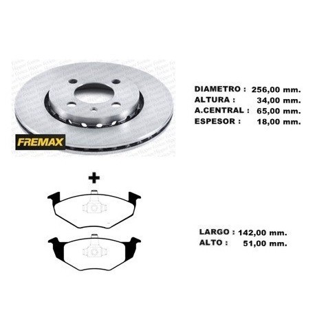 KIT DISCOS DE FRENO Y PASTILLAS VOLKSWAGEN GOL TREND VOYAGE 09/ (BD5297 + PD/1100)