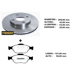 KIT DISCOS DE FRENO Y PASTILLAS FORD ECOSPORT 1,6 2,0 03/ (BD5344 + PD/497)