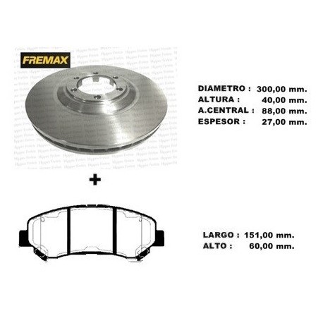 KIT DISCOS DE FRENO Y PASTILLAS CHEVROLET S10 TRAILBLAZER 10/ (BD3970 + PD/1433)