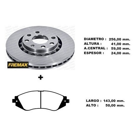 KIT DISCOS DE FRENO Y PASTILLAS CHEVROLET AVEO 1,4 05/ (BD4908 + PD/475)