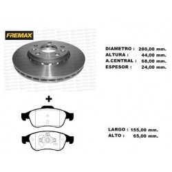 KIT DISCOS DE FRENO Y PASTILLAS RENAULT DUSTER 2,0 FLUENCE 10/ (BD4022 + PD/1422)