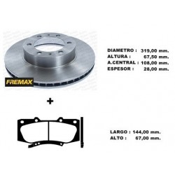 KIT DISCOS DE FRENO Y PASTILLAS TOYOTA HILUX SW4 2,5 05/ (BD4113 + PD/1098)