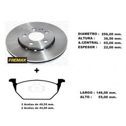 KIT DISCOS DE FRENO Y PASTILLAS AUDI A3 SEAT LEON VOLKSWAGEN BORA FOX SURAN (BD5602 + PD/58)