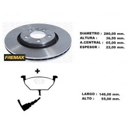 KIT DISCOS DE FRENO Y PASTILLAS AUDI A3 SEAT LEON VOLKSWAGEN BORA GOLF (BD5603 + PD/58-B)